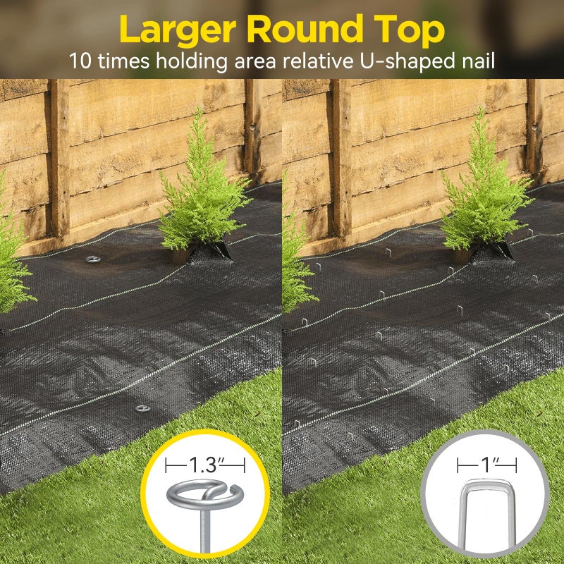 GZBEVITAR Landscape Fabric Pins  Thickened 8 Gauge Circle Top Landscape Pins  Not Easy to Bend 6 inch Galvanized Landscape Fabric Stakes  More Holding Power Garden Staples (80 Circle Top) - Image 4
